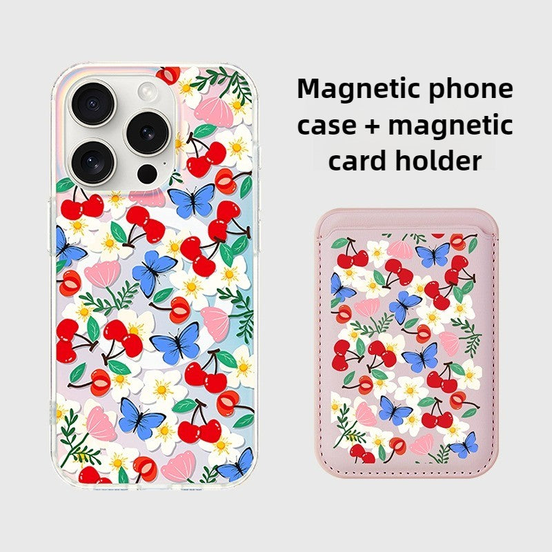 iCraftPro | Butterfly Garden Case for iPhone 17 Pro Max, Magnetic Holographic with Lanyard, Fresh Style, Fits iPhone 16/15/14/13/12 Pro