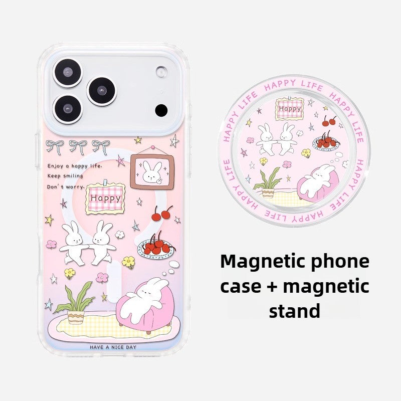iCraftPro | Aesthetic Bunny Case with Strap for iPhone 12-17 Pro Max
