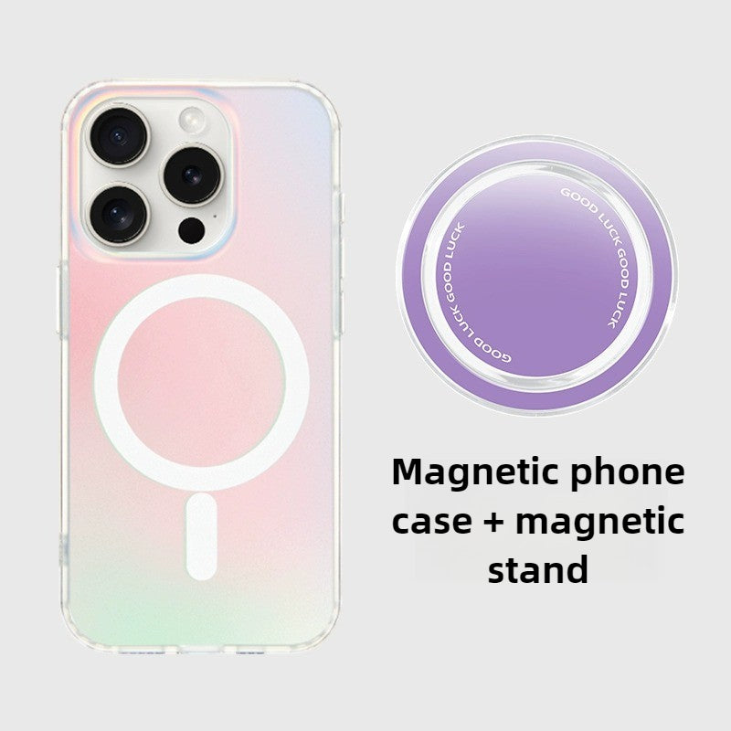 iCraftPro | Holographic Magnetic Case for iPhone 17 Pro Max with Air Cushion & Kickstand, Frosted Matte Anti-Yellowing