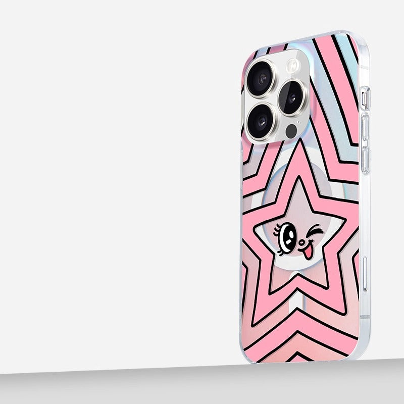 iCraftPro | Magsafe Holographic Gradient iPhone Case with Unique Star Design - Stylish & Premium Cover for iPhone 12 to 17 Pro Max