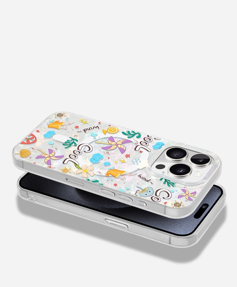 iCraftPro | Unique MagSafe Case: Minimalist Cartoon & Pearl Shell Design for iPhone 13/14/15/16/17 Pro Max