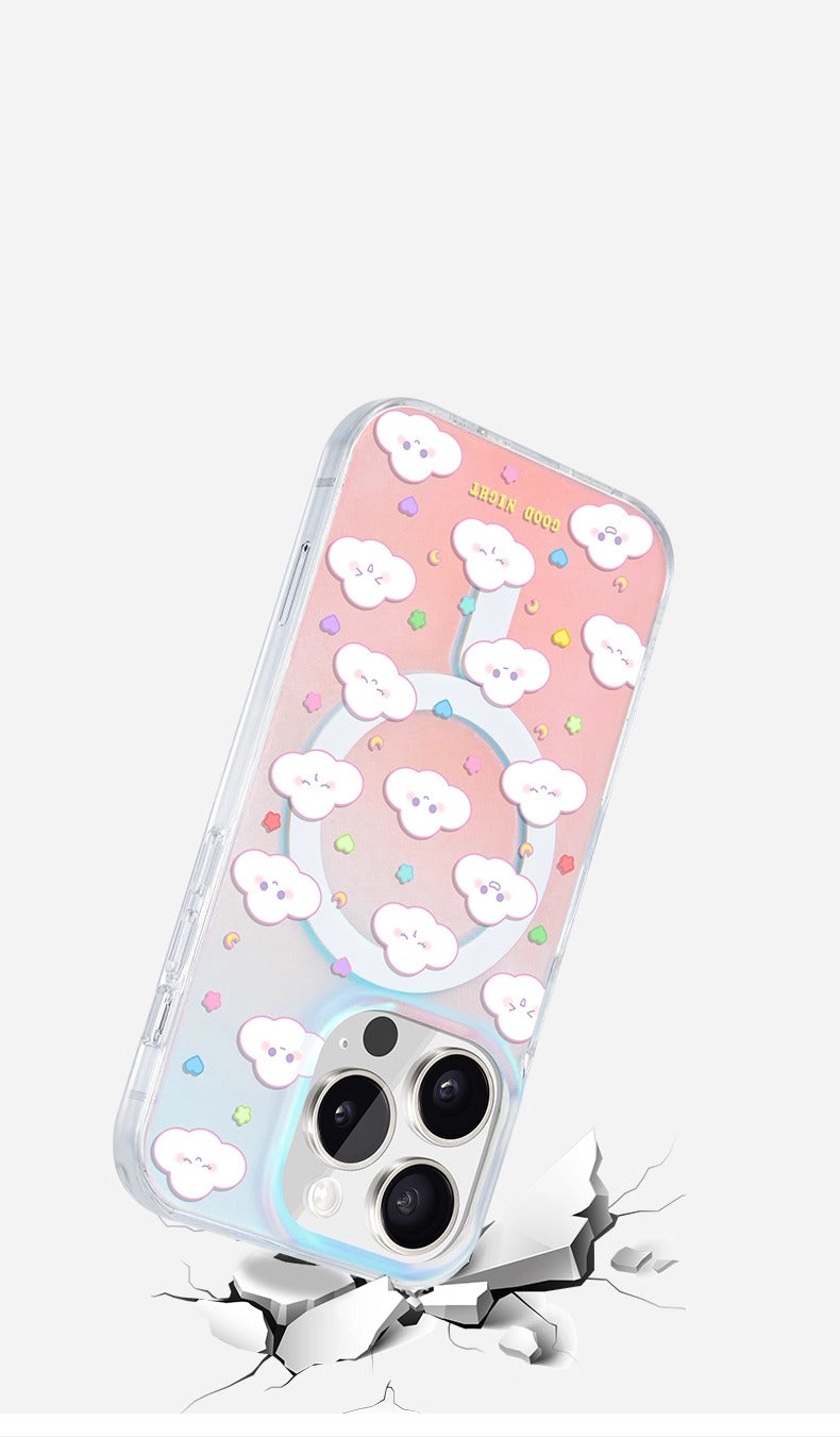 iCraftPro | Magnetic Case with Holographic Gradient & Clouds for iPhone 12-17 Pro Max