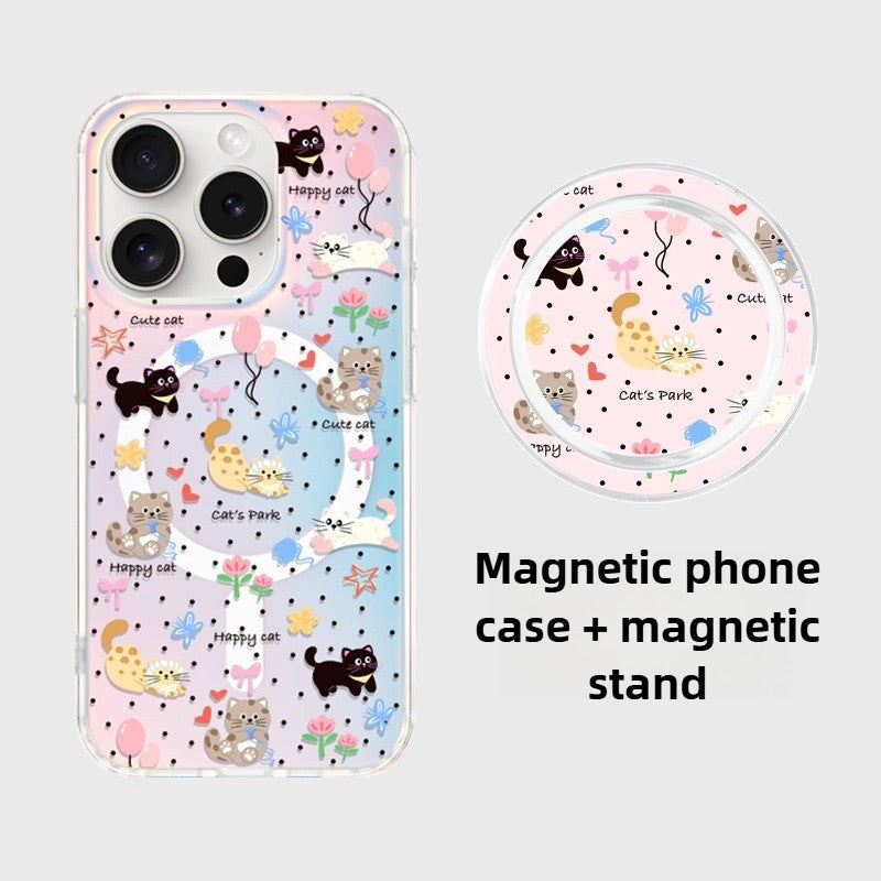 iCraftPro | Aesthetic Case for iPhone 12-17 Pro Max, Trendy Holographic Gradient with Strap, Creative & Cute Animal Themed Cover.
