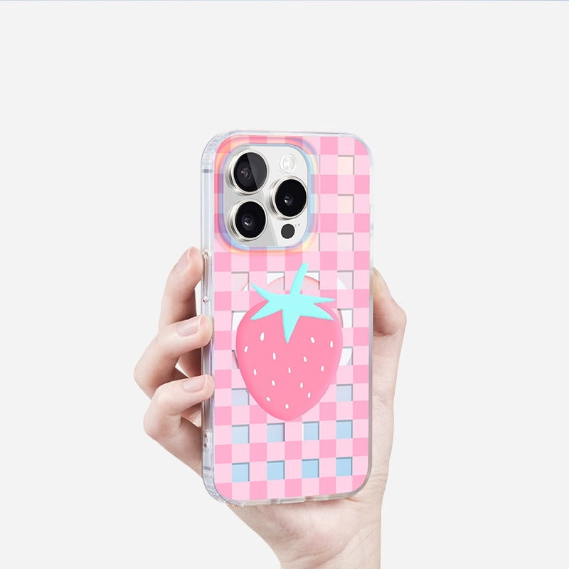 iCraftPro | Applicable to Apple 17promax mobile phone case new iphone16pro women's 15 advanced magnetic suction laser matte magsafe original 14 fresh strawberry 13 creative fresh ip12