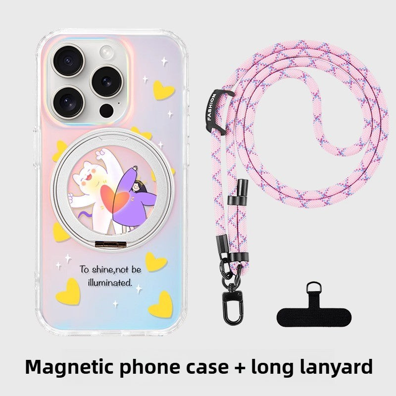 iCraftPro | Apple 17promax mobile phone case new iphone16pro advanced sense 15 magnetic suction magsafe with bracket fulcrum 14 laser gradual change 13 creative cartoon ip fashion niche