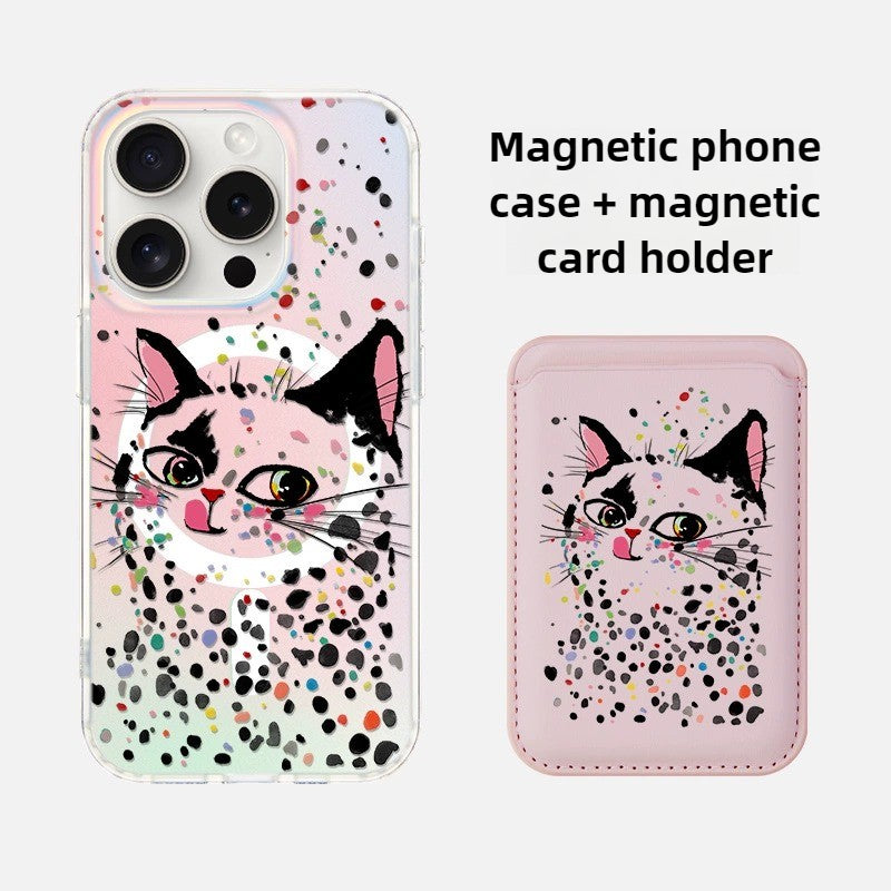 iCraftPro | Colorful Cat Holographic Case for iPhone 17 Pro Max, Magnetic with Lanyard, Summer Style, Fits iPhone 16/15/14/13/12 Pro