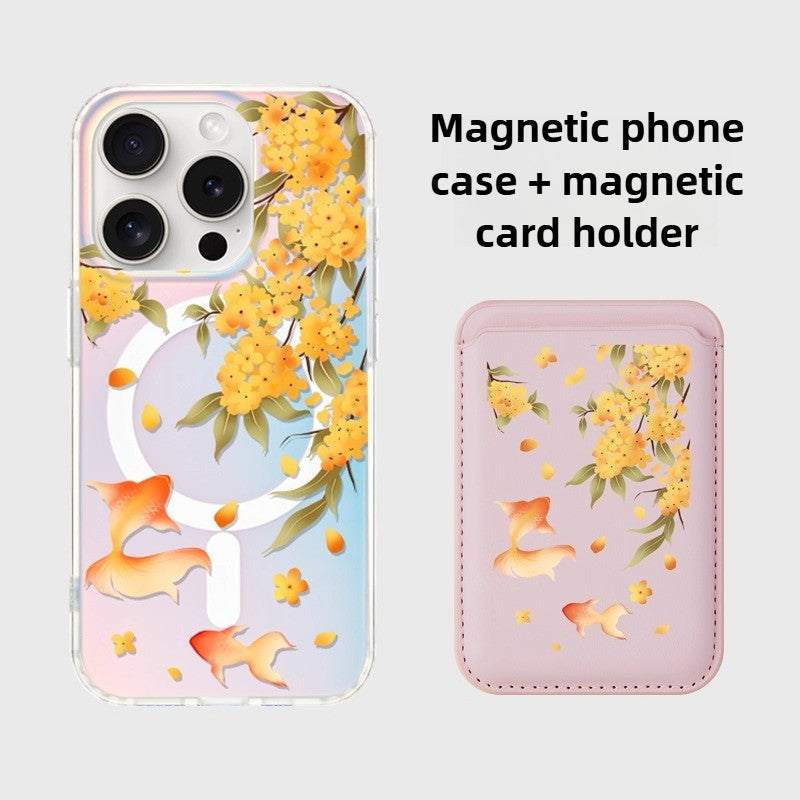 iCraftPro | Magnetic Holographic Case for iPhone 12-17 Pro Max,  Koi Design with Lanyard.