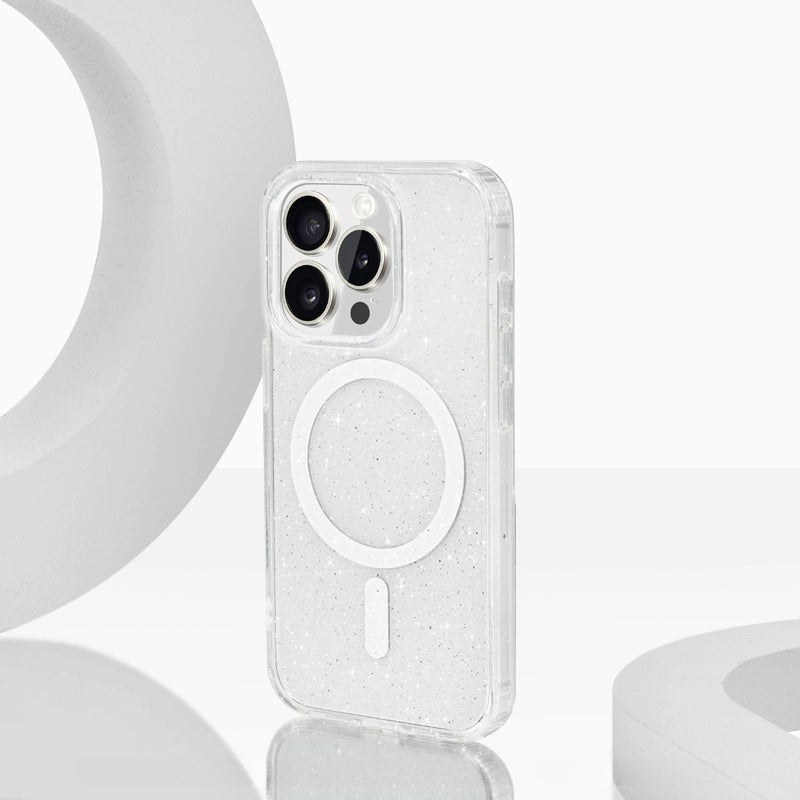 iCraftPro | Magsafe Compatible Case for iPhone 15 Pro Max 14 13 12, Translucent Shimmering Glitter Cover, Stylish Protective Shell for Women