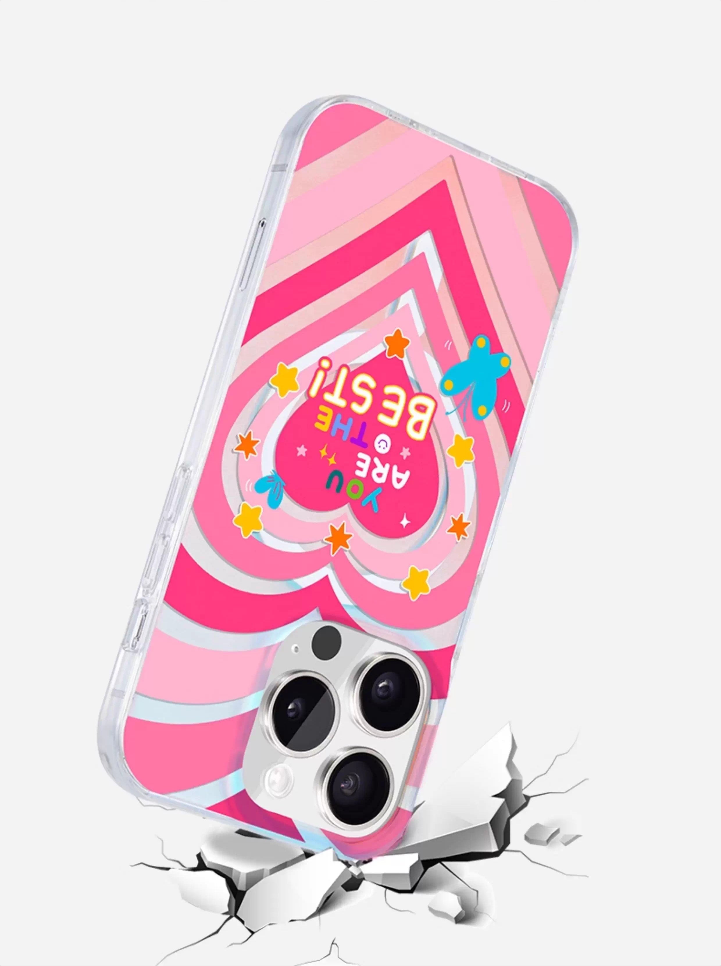 iCraftPro | Magnetic Magsafe Case with Holographic Gradient Hearts for iPhone 12/13/14/15/16/17 Pro (Max)