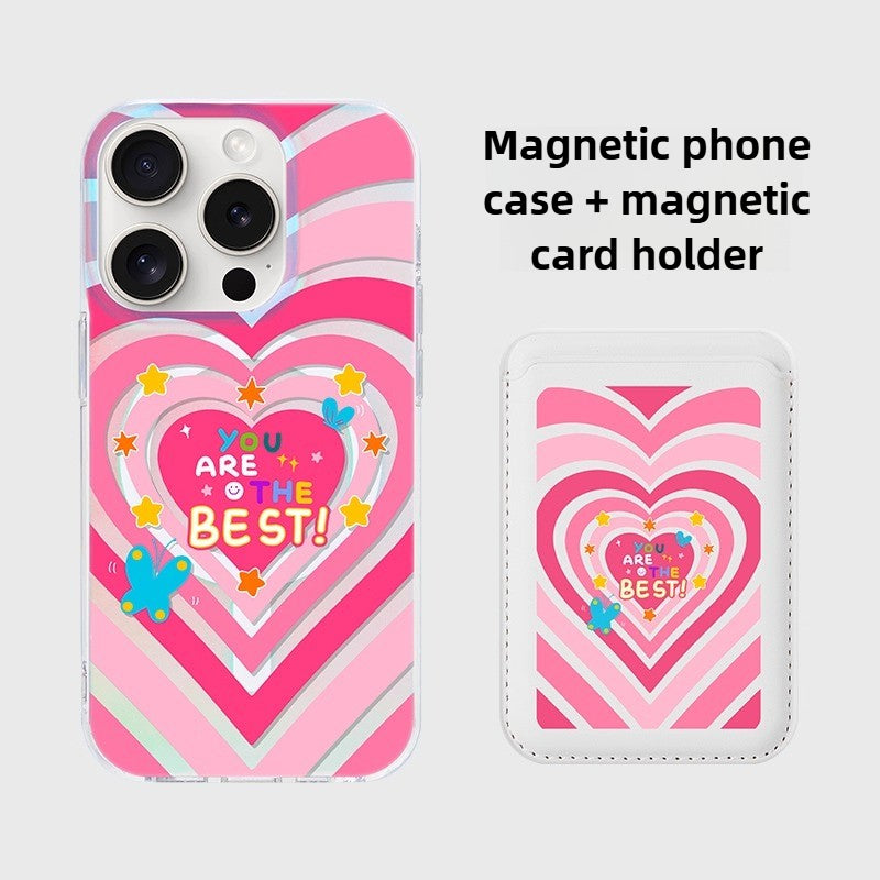 iCraftPro | Magnetic Magsafe Case with Holographic Gradient Hearts for iPhone 12/13/14/15/16/17 Pro (Max)