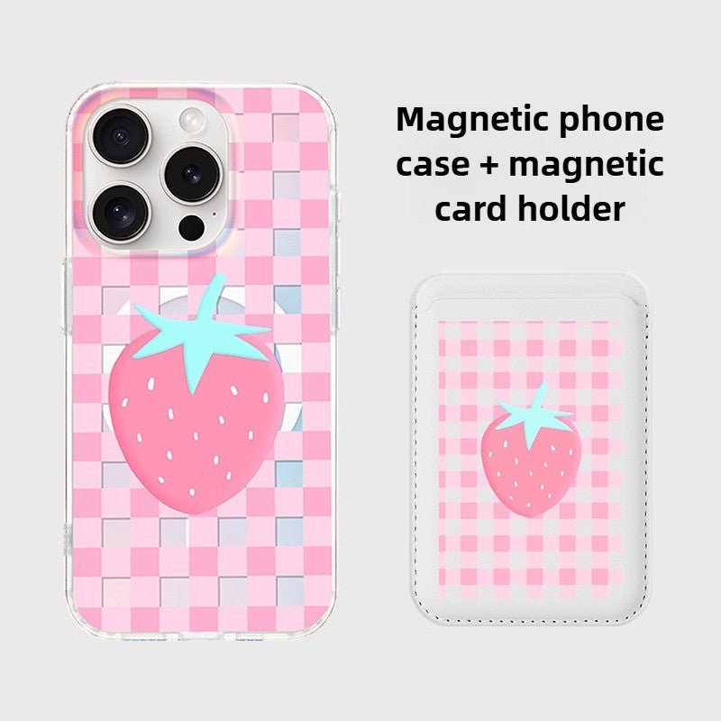iCraftPro | Applicable to Apple 17promax mobile phone case new iphone16pro women's 15 advanced magnetic suction laser matte magsafe original 14 fresh strawberry 13 creative fresh ip12