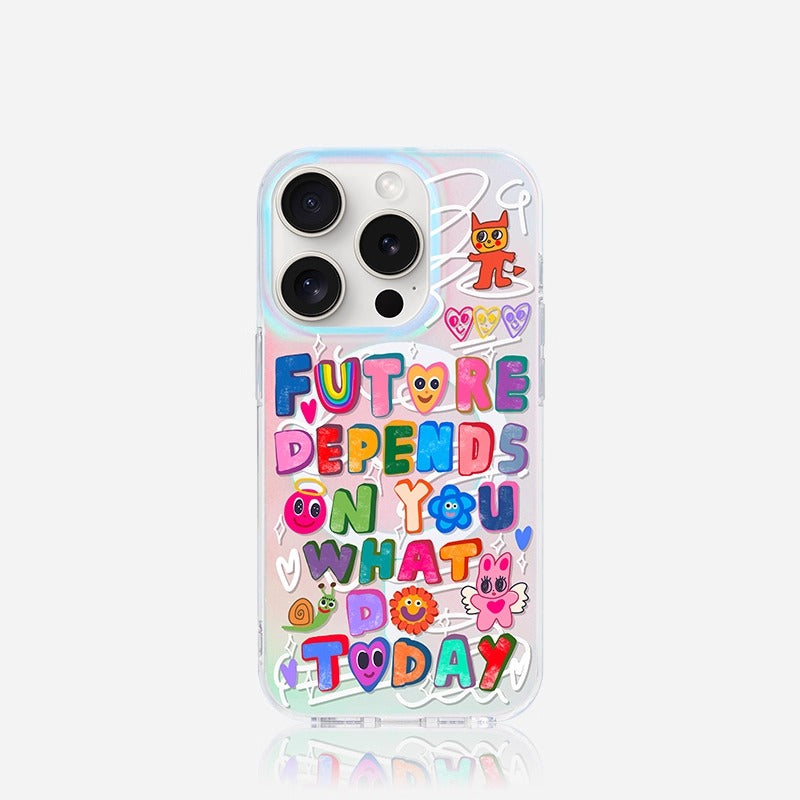 iCraftPro | Magnetic Case for iPhone 12-17 Pro/Pro Max - Laser Gradient & Artistic Lettering, Stylish & Unique.