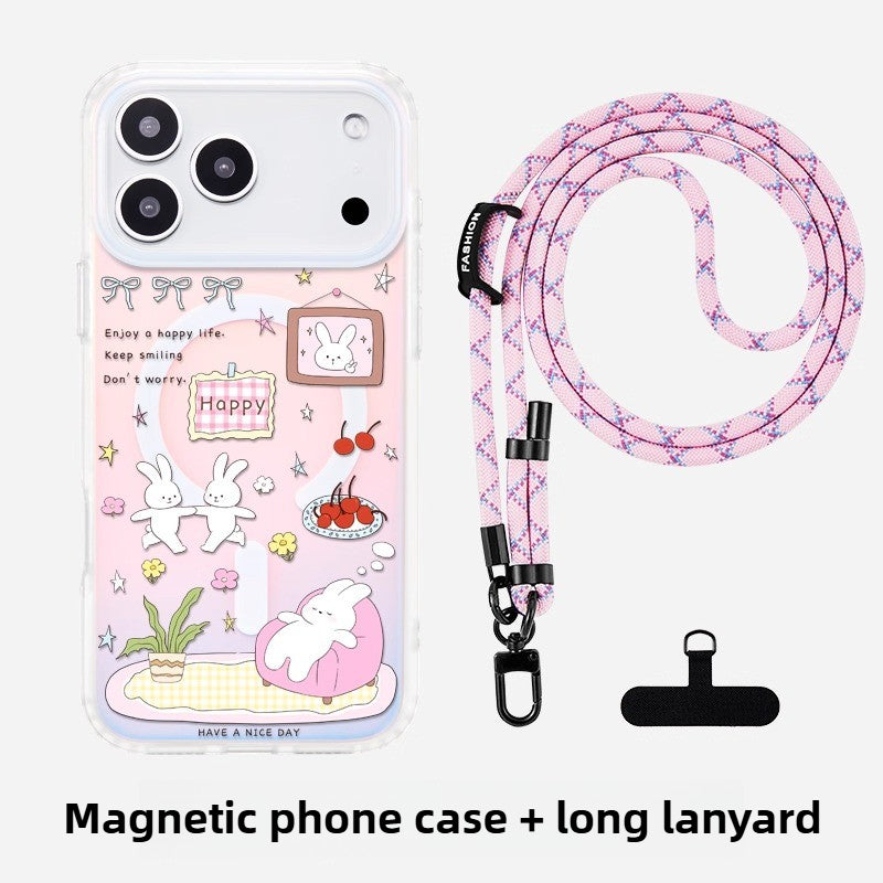 iCraftPro | Aesthetic Bunny Case with Strap for iPhone 12-17 Pro Max