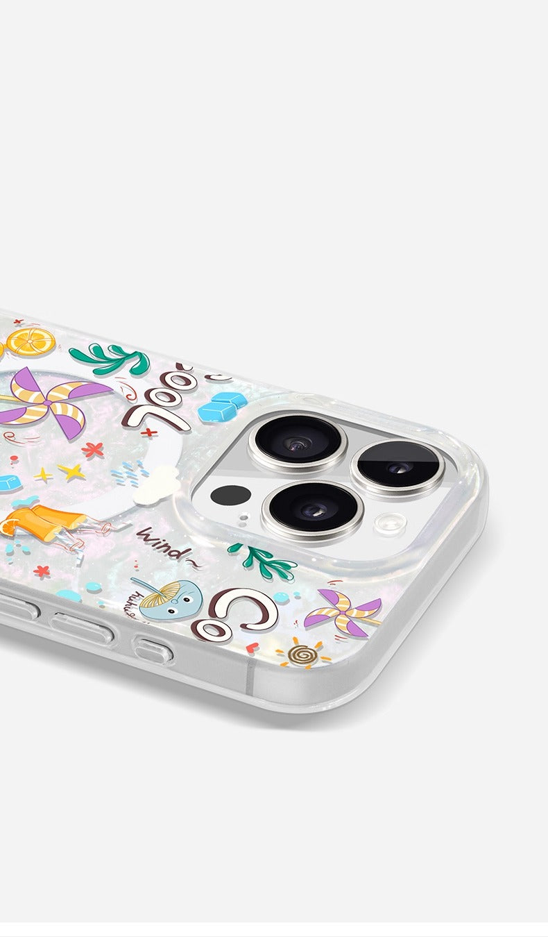 iCraftPro | Unique MagSafe Case: Minimalist Cartoon & Pearl Shell Design for iPhone 13/14/15/16/17 Pro Max