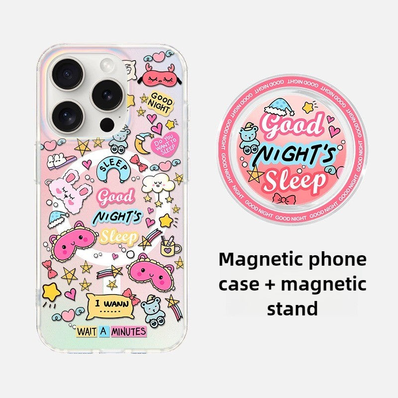 iCraftPro | Original Cartoon Holographic Case for iPhone, Magnetic with Wrist Strap, Cute and Unique Style