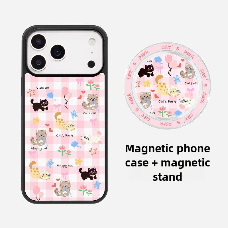 iCraftPro | Frosted Cute Cat Case with MagSafe & Shockproof Protection for iPhone 13/14/15/16/17 Pro (Max)