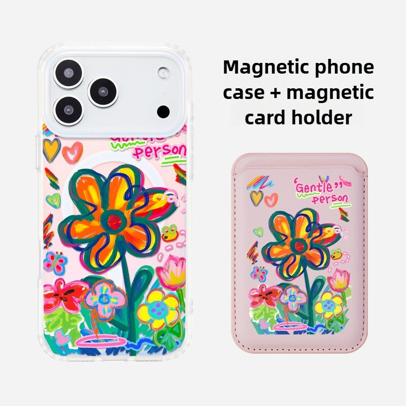 iCraftPro | Floral Holographic MagSafe Case with Lanyard for Apple 17ProMax iPhone 16/15/14/13/12 - Chic & Creative