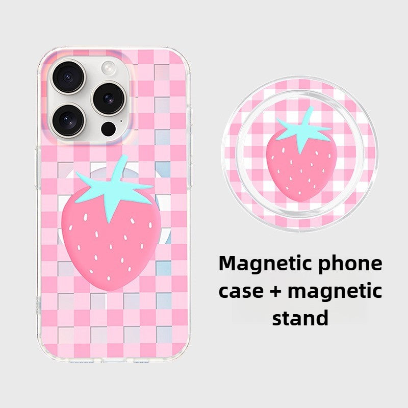 iCraftPro | Applicable to Apple 17promax mobile phone case new iphone16pro women's 15 advanced magnetic suction laser matte magsafe original 14 fresh strawberry 13 creative fresh ip12