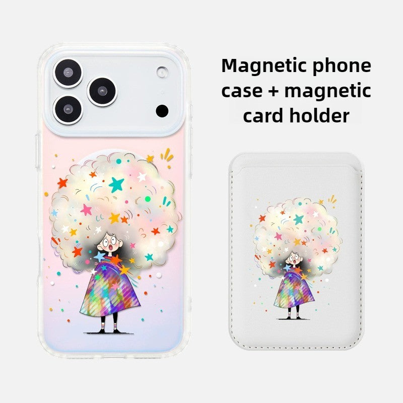 iCraftPro | Magnetic Gradient Case for iPhone 17 Pro Max, Cute Cartoon Design with Lanyard, MagSafe Compatible