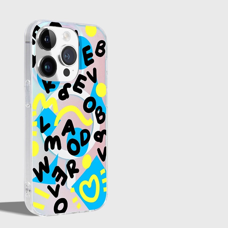 iCraftPro | Trendy Case with Graphic Print & Matte Gradient Finish for iPhone 12 to 17 Pro Max. Magnetic, Protective, Unique Style.