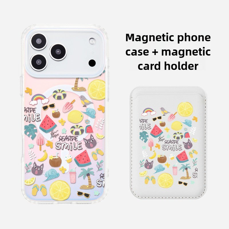 iCraftPro | Holographic Aura MagSafe Case for iPhone 17ProMax 16/15/14 - Creative Design with Trendy Lanyard