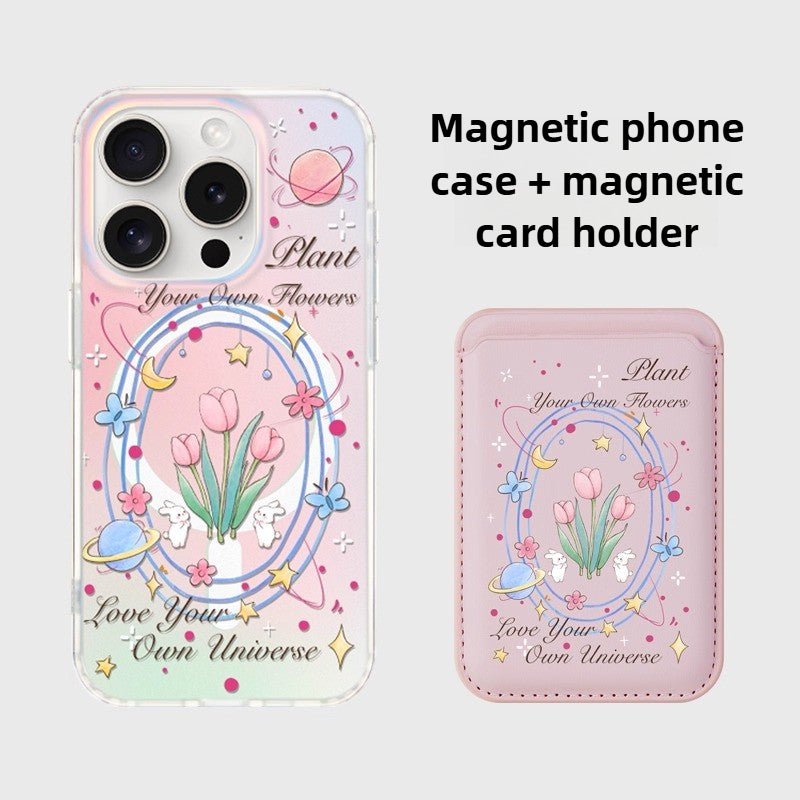 iCraftPro | Magnetic Magsafe Case with Wrist Strap & Tulip Design for iPhone 12/13/14/15/16/17 Pro (Max)