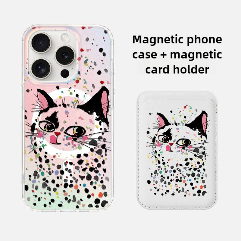 iCraftPro | Colorful Cat Holographic Case for iPhone 17 Pro Max, Magnetic with Lanyard, Summer Style, Fits iPhone 16/15/14/13/12 Pro