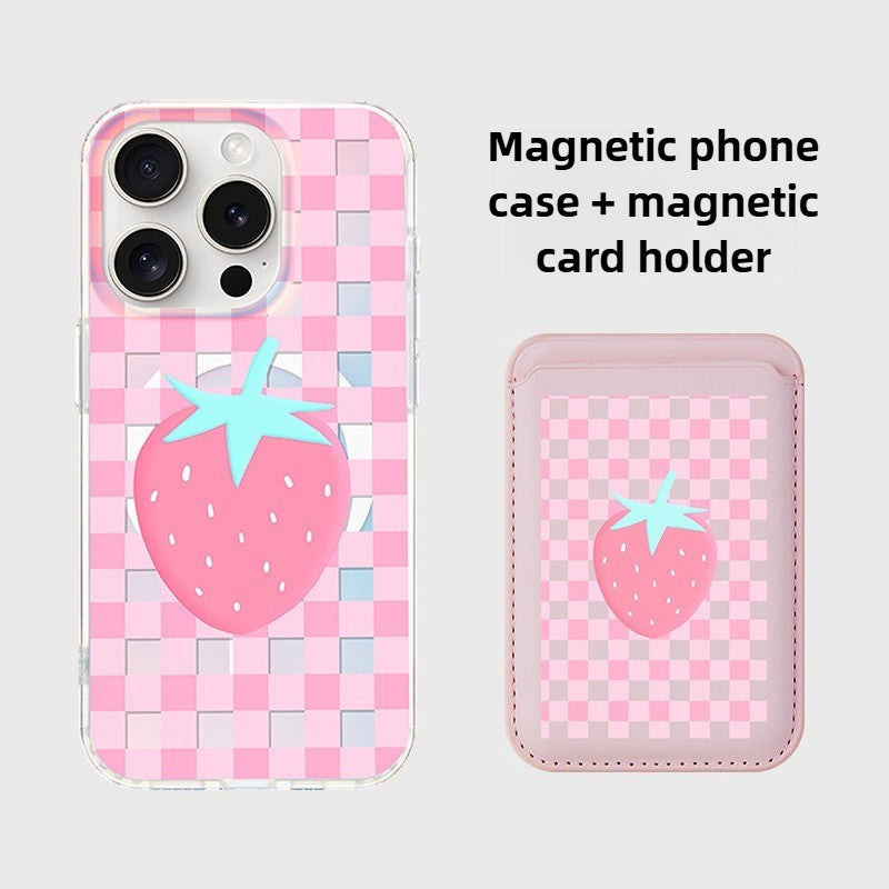 iCraftPro | Applicable to Apple 17promax mobile phone case new iphone16pro women's 15 advanced magnetic suction laser matte magsafe original 14 fresh strawberry 13 creative fresh ip12