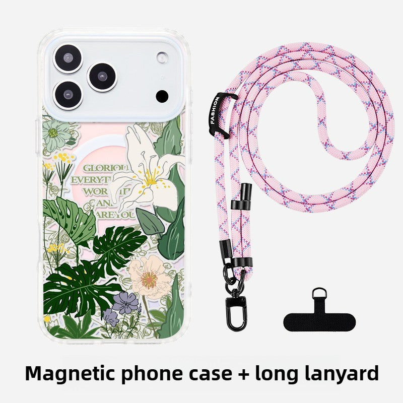 iCraftPro | Aesthetic Floral Case - MagSafe & Lanyard for iPhone 17ProMax 15Pro 14 13