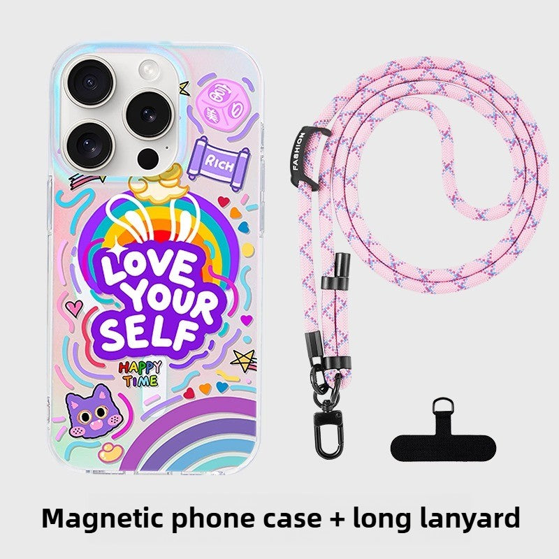 iCraftPro | Magnetic Case for iPhone 12-17 Pro/Pro Max - Laser Gradient & Artistic Lettering, Stylish & Unique.