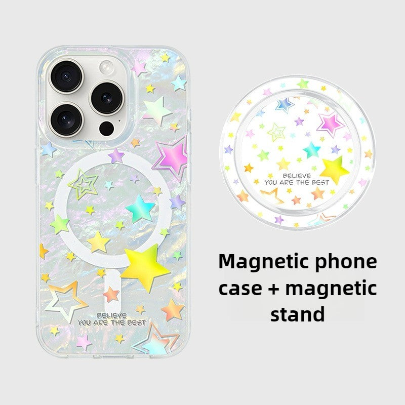 iCraftPro | Star & Shell Pattern Magnetic Case for iPhone 17 Pro Max, Artistic Design, Also Fits iPhone 16/15/14/13 Pro