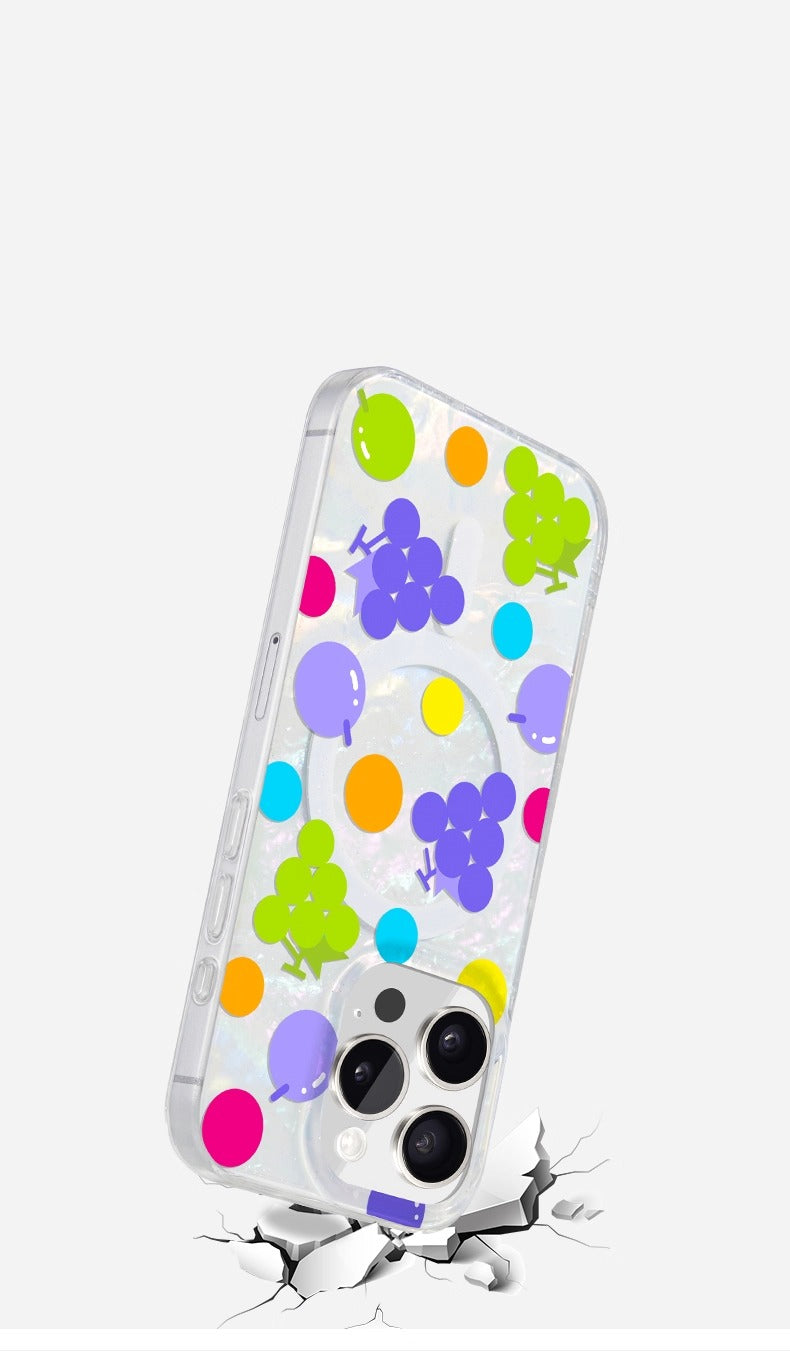 iCraftPro | Creative Pearl-Shell & Fruit Dots Case with MagSafe - for iPhone 13/14/15/16/17 Pro Max