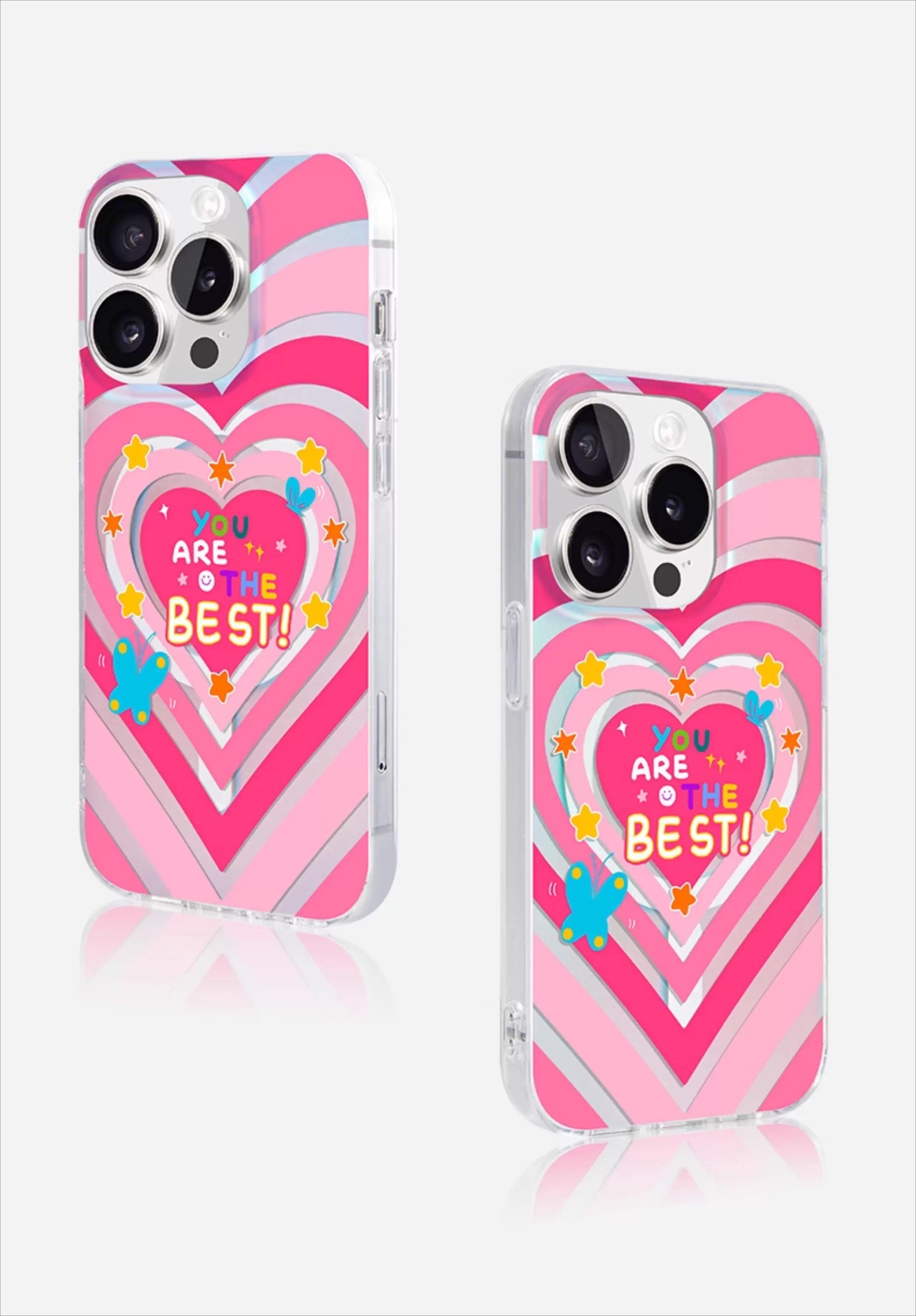 iCraftPro | Magnetic Magsafe Case with Holographic Gradient Hearts for iPhone 12/13/14/15/16/17 Pro (Max)