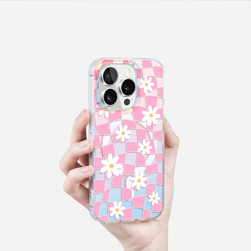 iCraftPro | Applicable to Apple 17promax mobile phone case, new iphone16pro female 15 magnetic laser magsafe high-end sense 14 gradient niche 13 creative fresh flower ip12 protective case