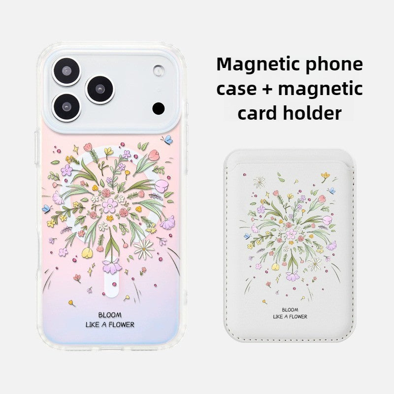 iCraftPro | Floral Holographic Case with Lanyard for iPhone 17 Pro Max, MagSafe Compatible