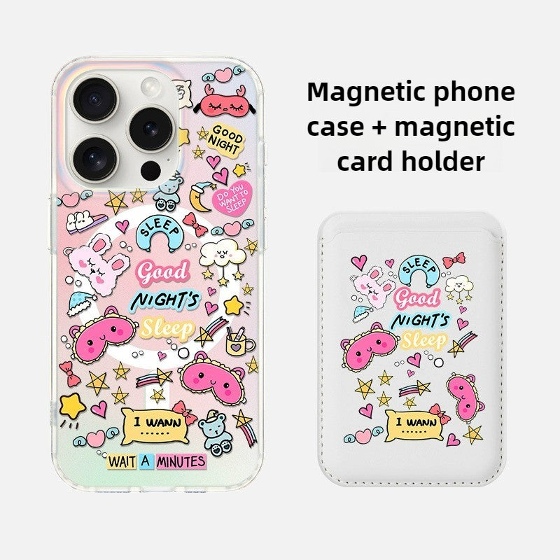 iCraftPro | Original Cartoon Holographic Case for iPhone, Magnetic with Wrist Strap, Cute and Unique Style