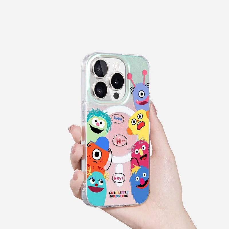 iCraftPro | Stylish Holographic Case for iPhone 12-17 Pro Max. A playful, cartoon monster design in vibrant colors, fully MagSafe compatible.