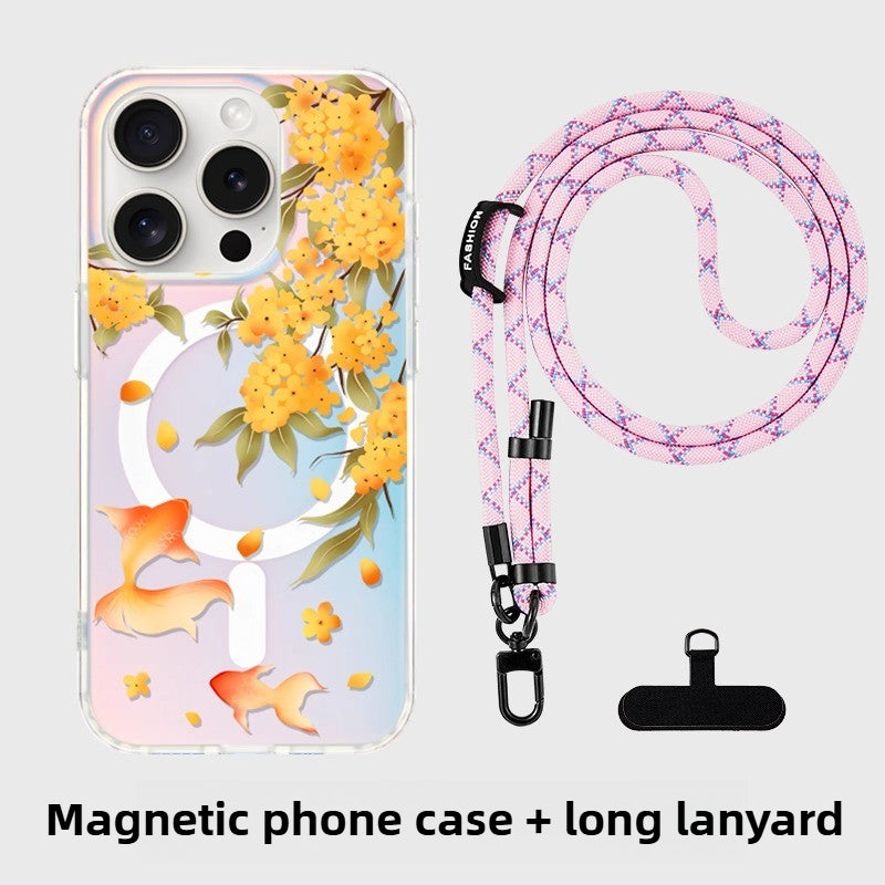 iCraftPro | Magnetic Holographic Case for iPhone 12-17 Pro Max,  Koi Design with Lanyard.