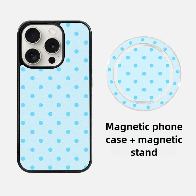 iCraftPro | Black & Pink Polka Dot Case for iPhone 16 Pro Max, Matte Magnetic, Korean Summer Style, Fits iPhone 15/14/13 Pro