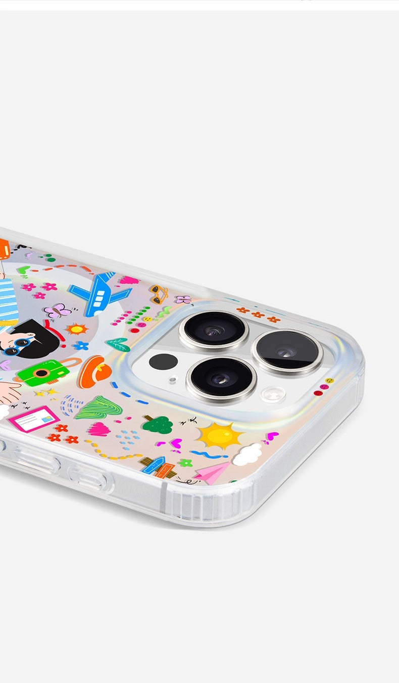 iCraftPro | Magnetic Case with Lanyard for iPhone 12-17 Pro Max | Laser Gradient & Vibrant Dopamine Wanderlust Design