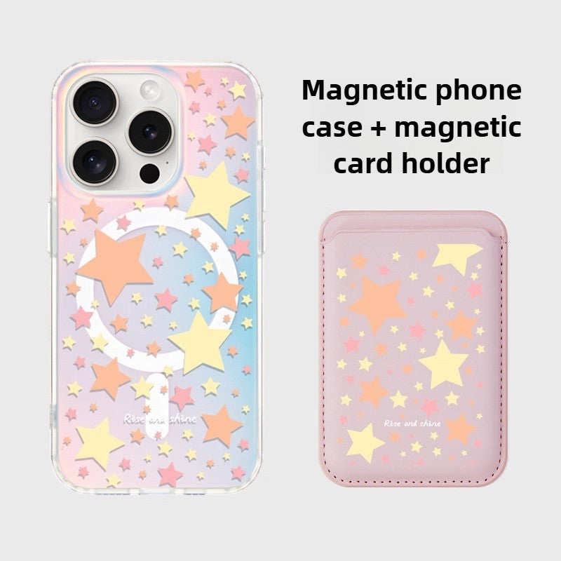 iCraftPro | Magnetic Case with Wrist Strap & Holographic Stars for iPhone 12/13/14/15/16/17 Pro (Max)