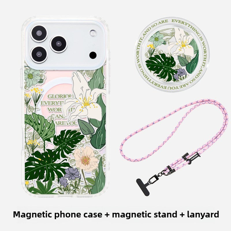 iCraftPro | Aesthetic Floral Case - MagSafe & Lanyard for iPhone 17ProMax 15Pro 14 13