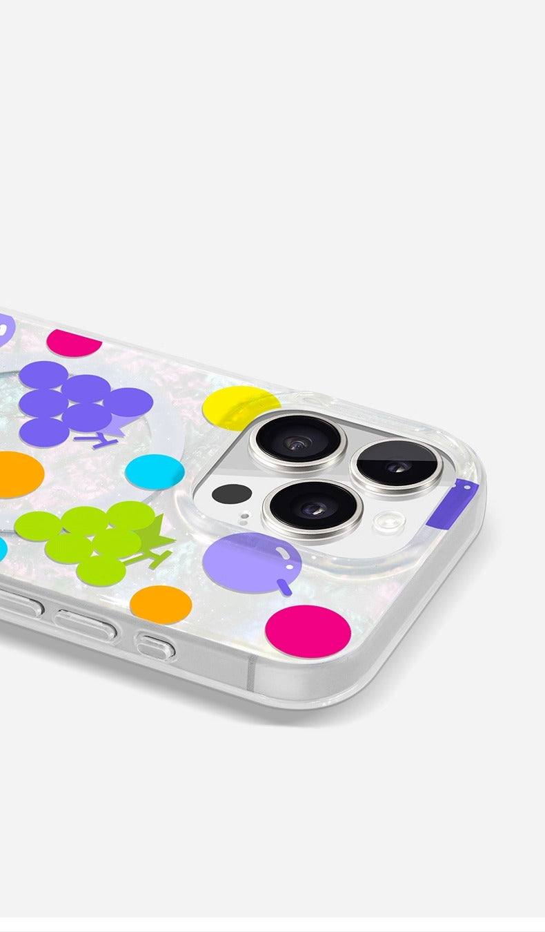 iCraftPro | Creative Pearl-Shell & Fruit Dots Case with MagSafe - for iPhone 13/14/15/16/17 Pro Max