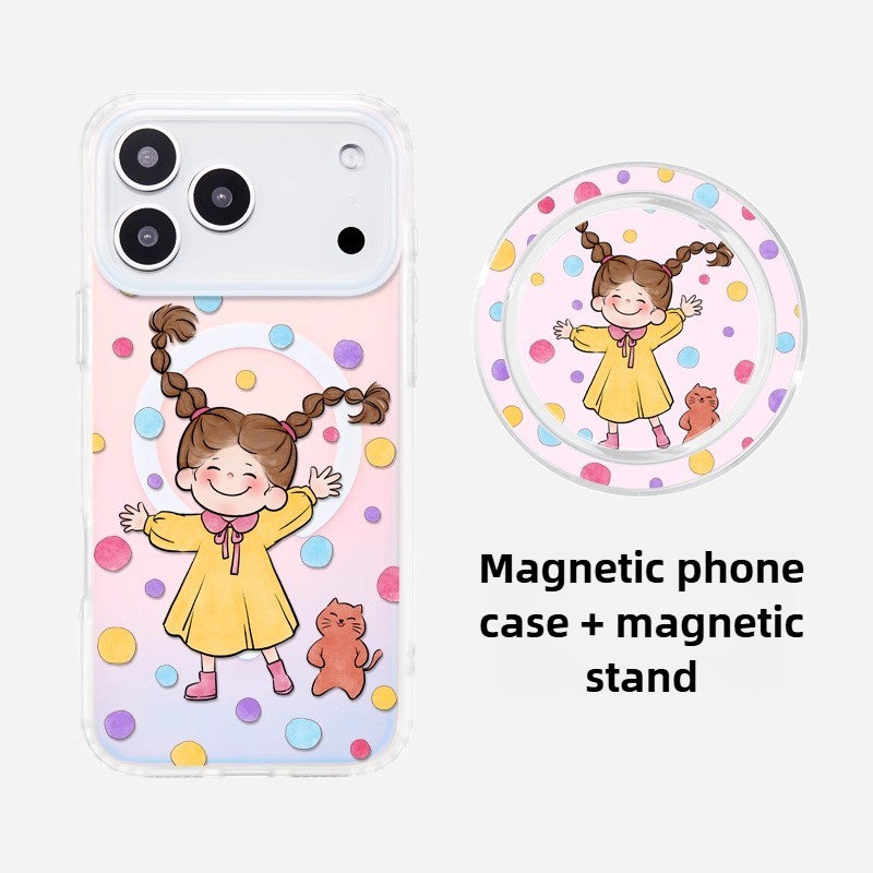 iCraftPro | Polka Dot & Holographic Case for iPhone 17/16/15/14/13/12 Pro Max, Fashion Magnetic Case with Lanyard, Cute Girls Aesthetic Cover