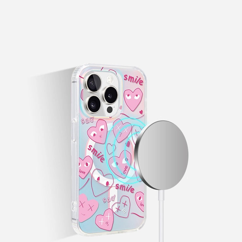 iCraftPro | MagSafe Case with Holographic Gradient & Heart Design for iPhone 12-17 Pro Max