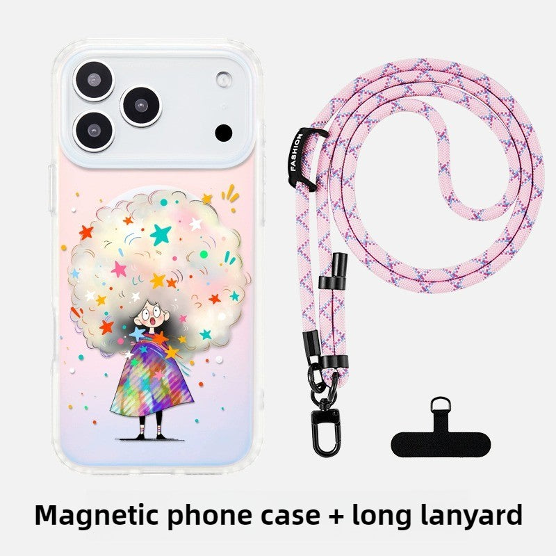 iCraftPro | Magnetic Gradient Case for iPhone 17 Pro Max, Cute Cartoon Design with Lanyard, MagSafe Compatible