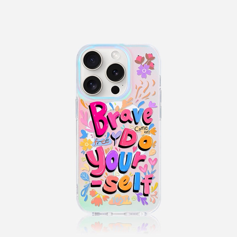 iCraftPro | Magnetic Case for iPhone 12-17 Pro/Pro Max - Laser Gradient & Artistic Lettering, Stylish & Unique.