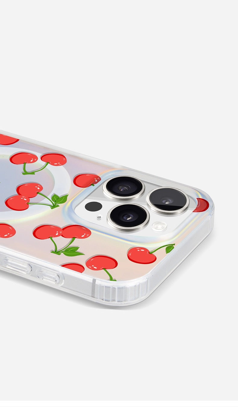 iCraftPro | Applicable to Apple 17promax mobile phone case new iphone16pro women's 15 magnetic attraction gradual change laser magsafe advanced sense 14 niche 13 creative fashion cherry ip12