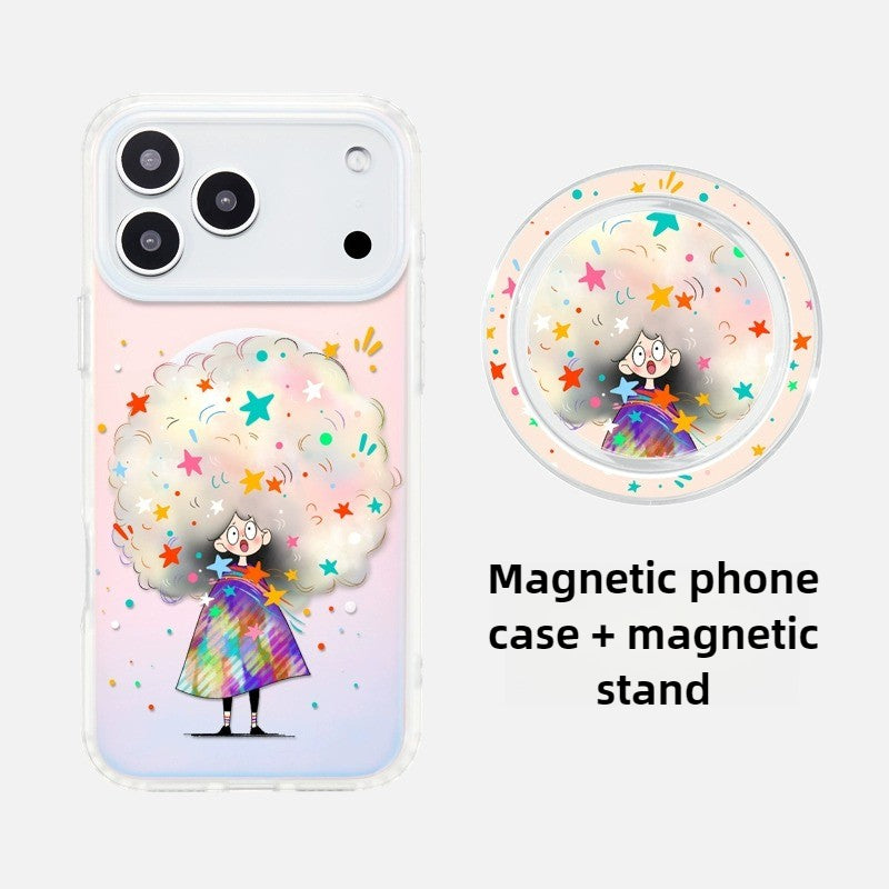iCraftPro | Magnetic Gradient Case for iPhone 17 Pro Max, Cute Cartoon Design with Lanyard, MagSafe Compatible