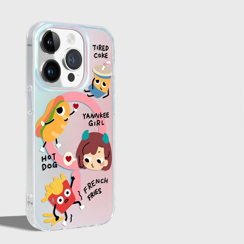 iCraftPro | Matte Holographic MagSafe Case - Christmas Cute Cartoon for Apple 16ProMax 15Pro 14 13 12